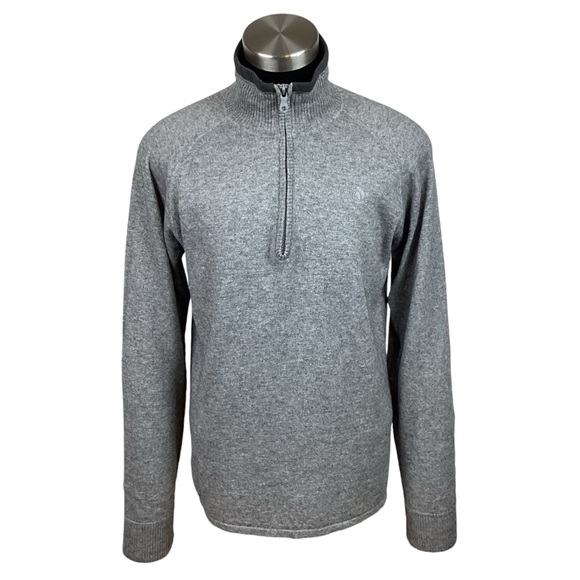 North Face Mens Pullover Sweater Half Zip Wool Blend Gray Medium - Picture 7 of 14